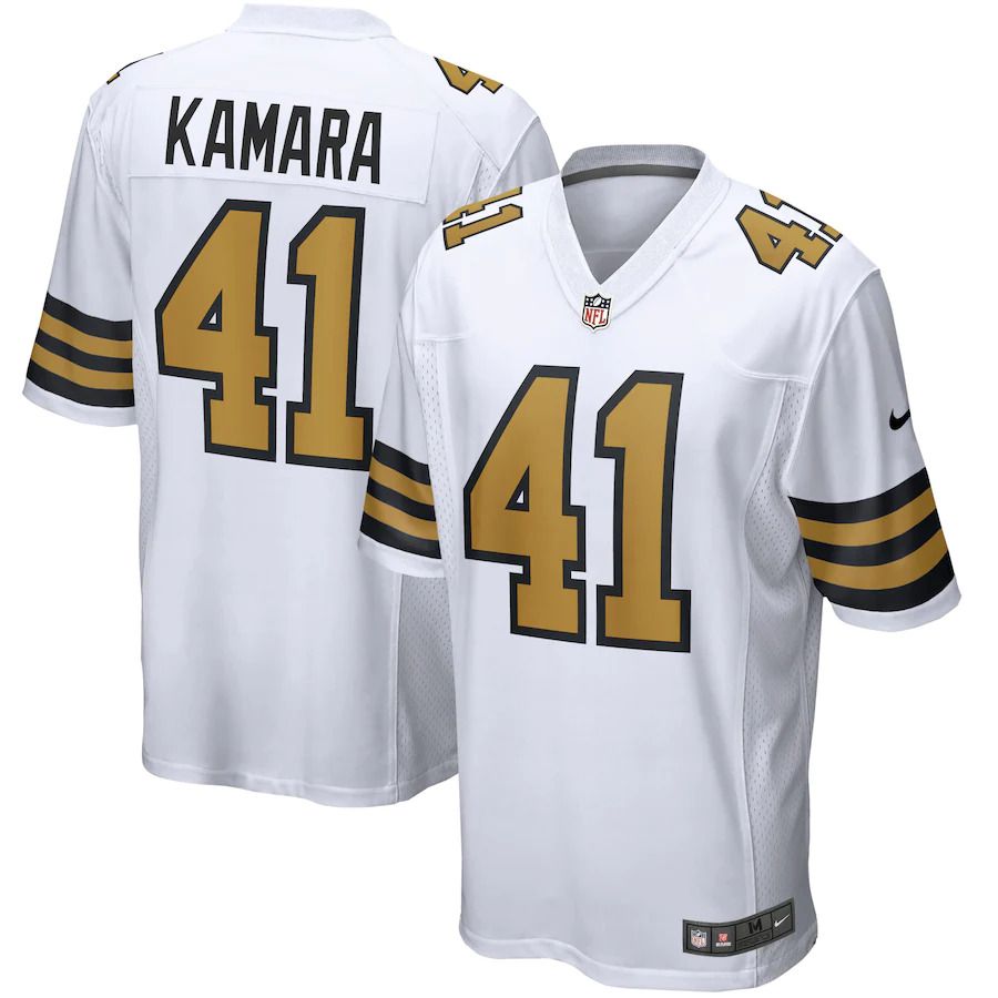 Men New Orleans Saints 41 Alvin Kamara Nike White Alternate Game NFL Jersey